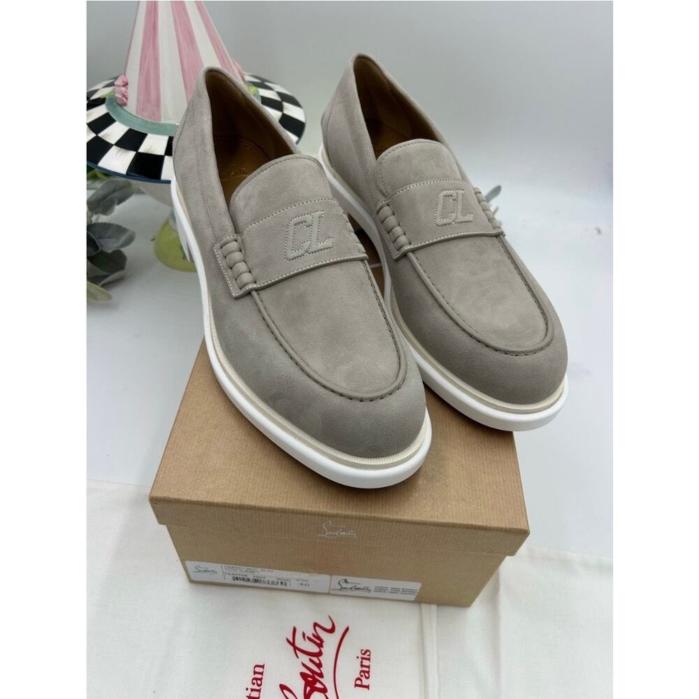 Men's Christian Louboutin URBINO monogram suede loafers size 46 made in Italy